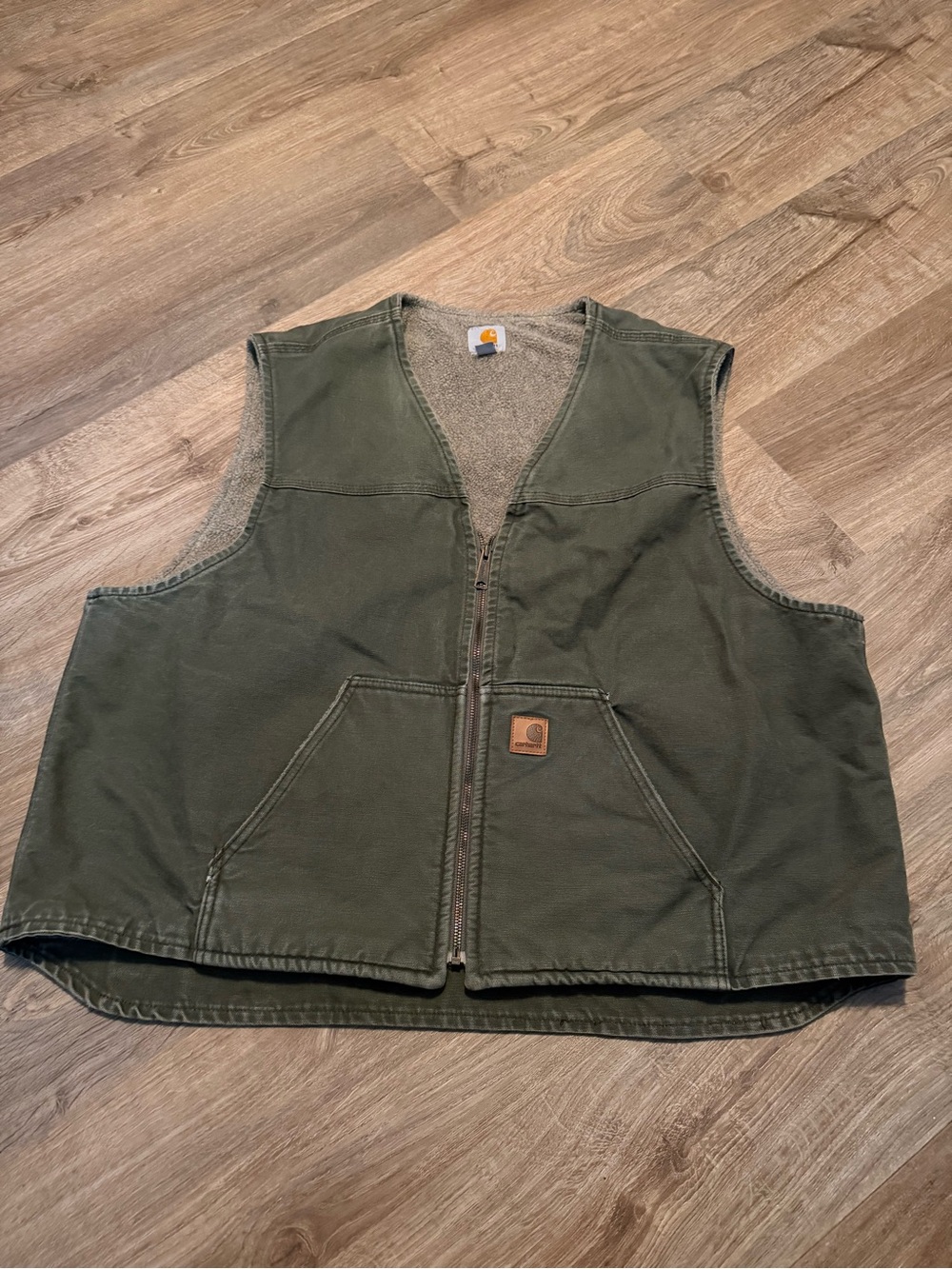 Carhartt Kids Green Fleece-Lined Work Vest